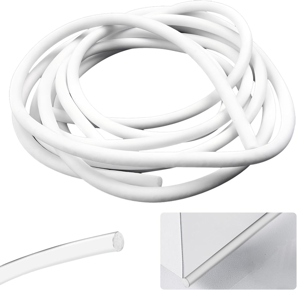 5 m joints, Ø 8 mm sealing foam, round cord, silicone round sealing cord for joints, white foam strips diameter 8 mm x - ShopVlot