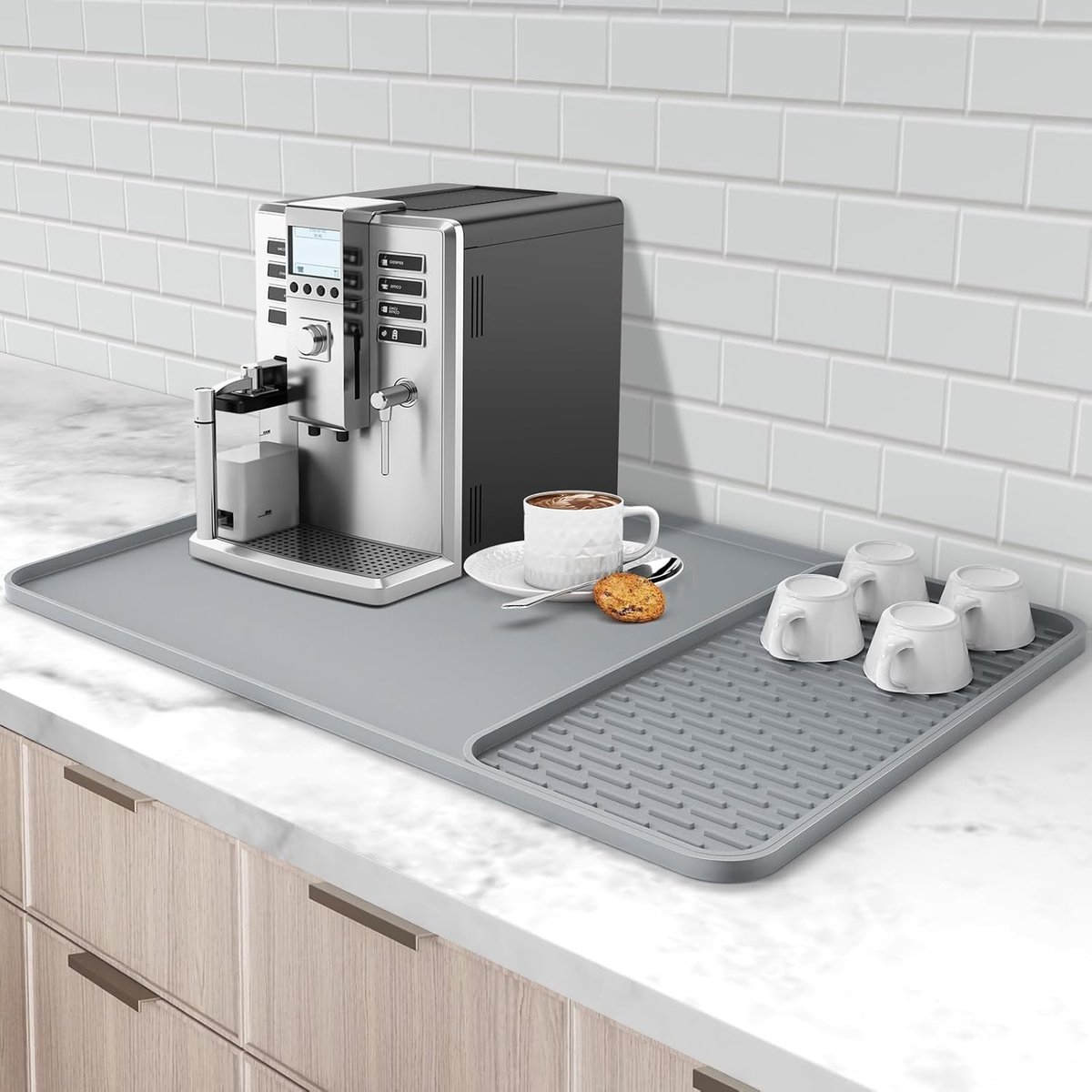 Silicone Coffee Pad, 60 x 40 cm, Removable Drying Mat for Kitchen Workstations, Coffee Bar Accessories, Fits Under - ShopVlot