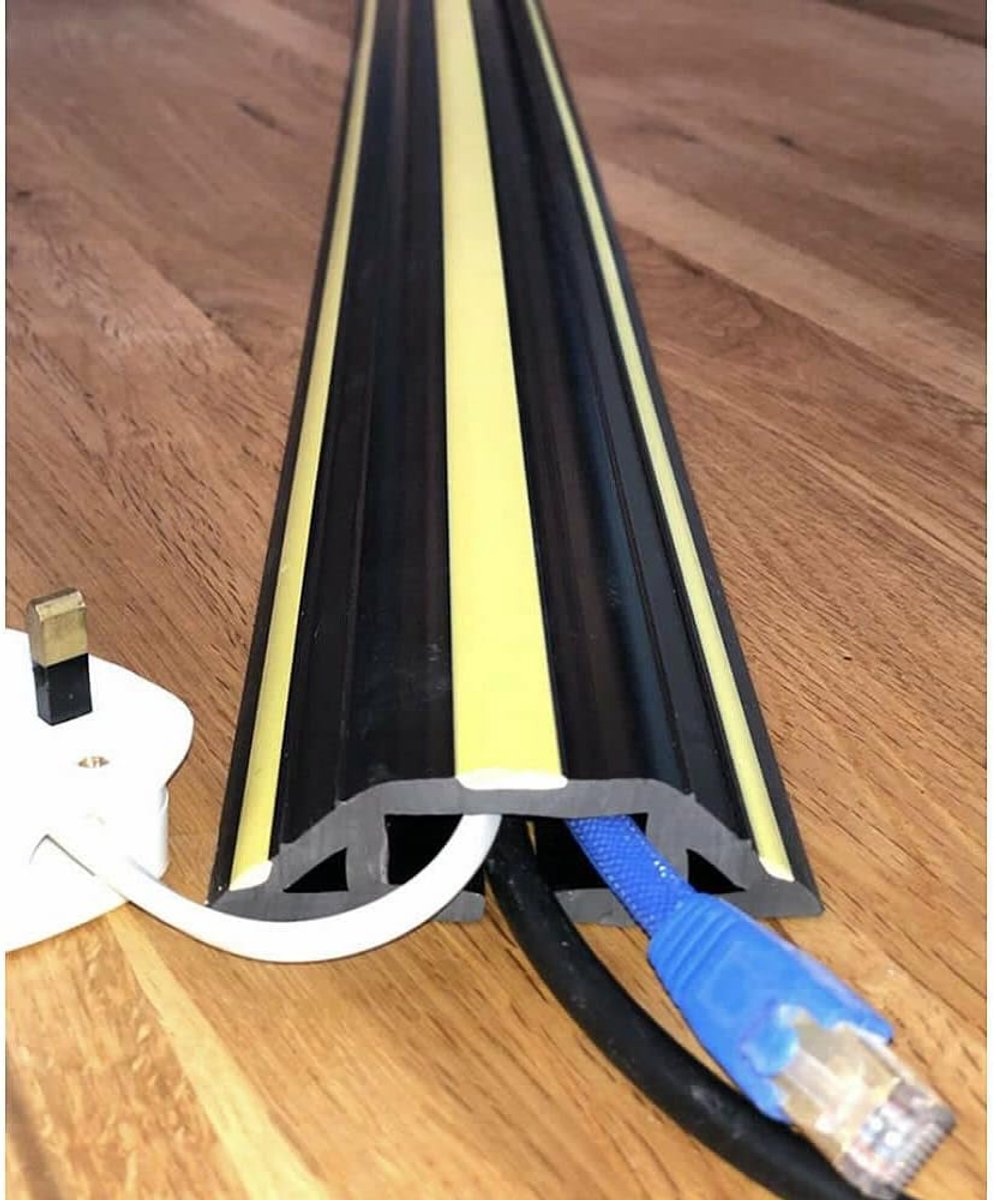 Floor Cable Protector - Rubber SafetyTrunking - Wire Lead Trip Bumper (5 METRE Stripe) - ShopVlot