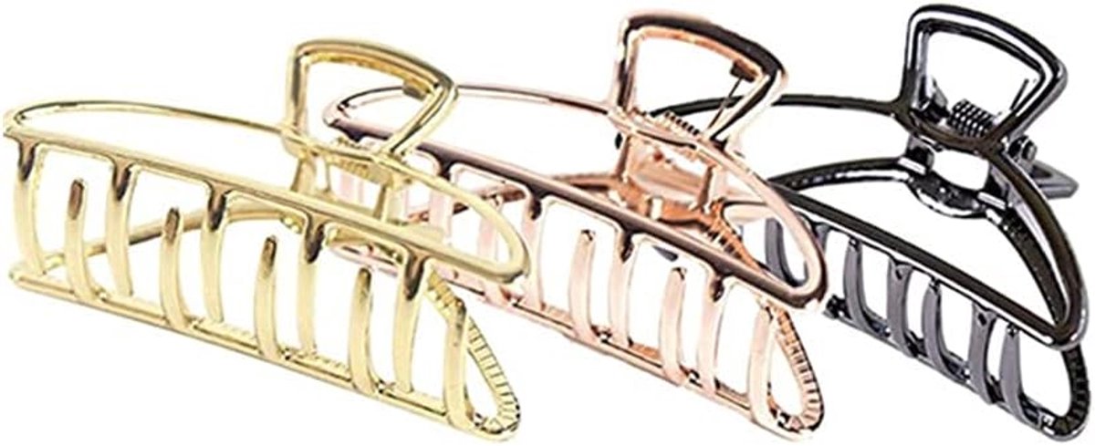 BN 3 Piece Metal Hairpins, Non-Slip Hair Pins, Metal Claws Clips Hollow, Claw Clips, for Women and Girls - ShopVlot