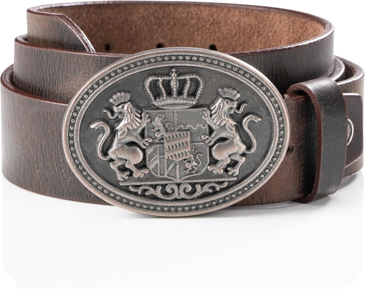 Schöneberger Trachten Couture Lukas Men's Costume Belt, Leather Trousers, Bavarian Lions Belt, Weapon for Oktoberfest - ShopVlot