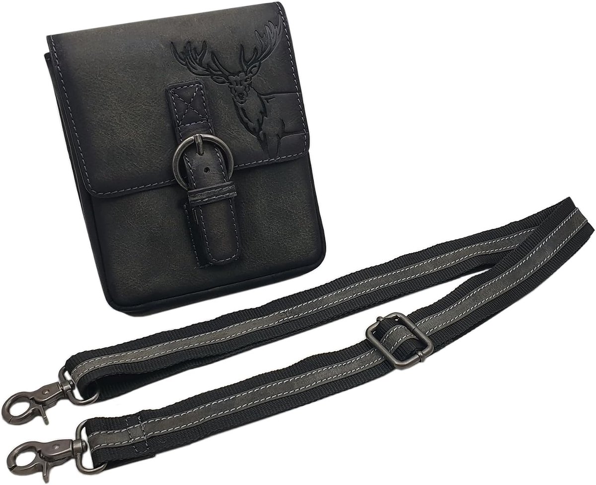 Genuine Buffalo Handbags with Carry Strap in Portrait or Landscape Format with Deer Motif, Model 1 / Portrait Size / - ShopVlot