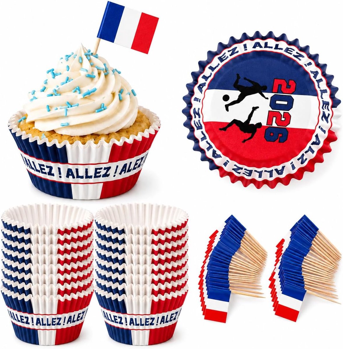 France Football Cupcake Decoration 200 Parts Flags and Moulds - ShopVlot