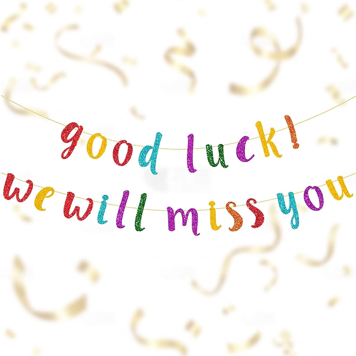 VIKSAUN Retirement Decorations, Multicolor, Good Luck, We Will Miss You, Party Banner, Farewell, Graduation Office - ShopVlot