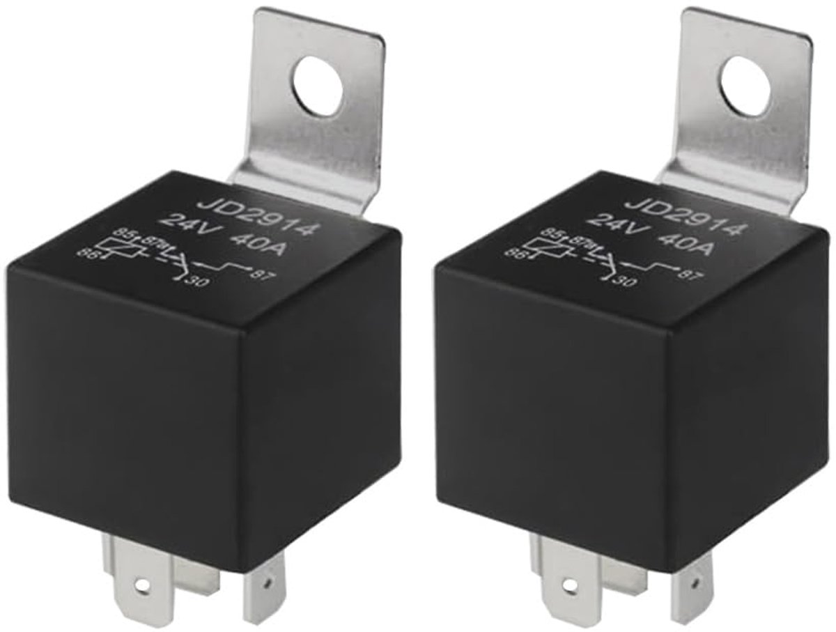 2Pcs 5 Pin Car Relay, 24V 40A SPDT Automotive Relay with Metal Mounting Bracket, for Car Truck Boat (Black) - ShopVlot