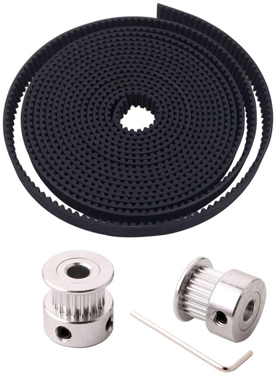 FULARR 2M Professional 3D Printer GT2 Distribution Belt, 2mm Pitch 6mm Rubber Strap with 2pcs 5mm 20T GT2 Distribution - ShopVlot