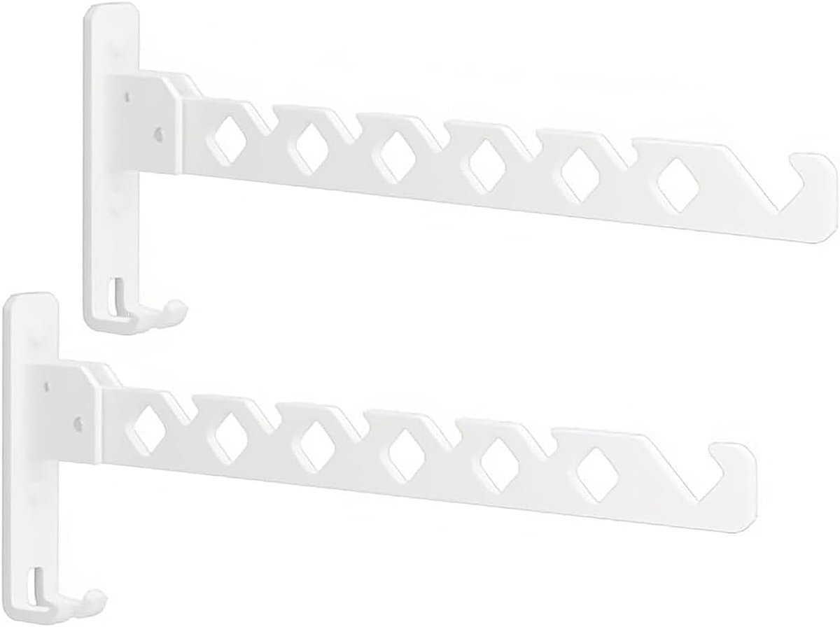 2 stuks opvouwbare wandgarderobe, opvouwbare wandgarderobe, draagbaar wasrek van aluminium, geschikt voor balkon - ShopVlot