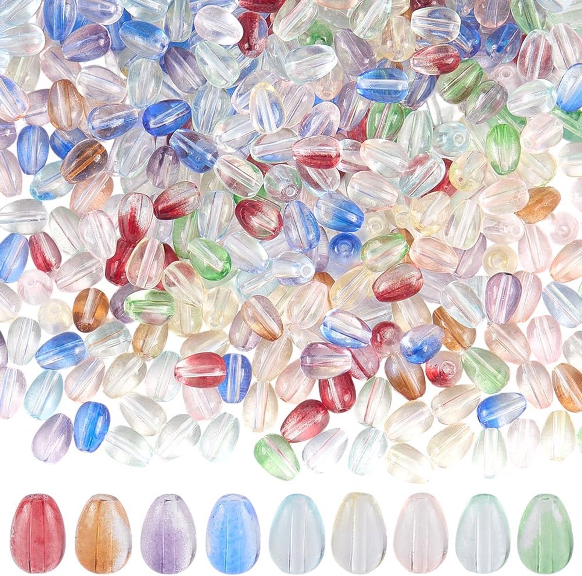1 Schachtel Mit 300 Stück 6mm Tropfenförmigen Glasperlen Einbrennlackiert Transparent Kristall Wassertropfen Glitzer - ShopVlot