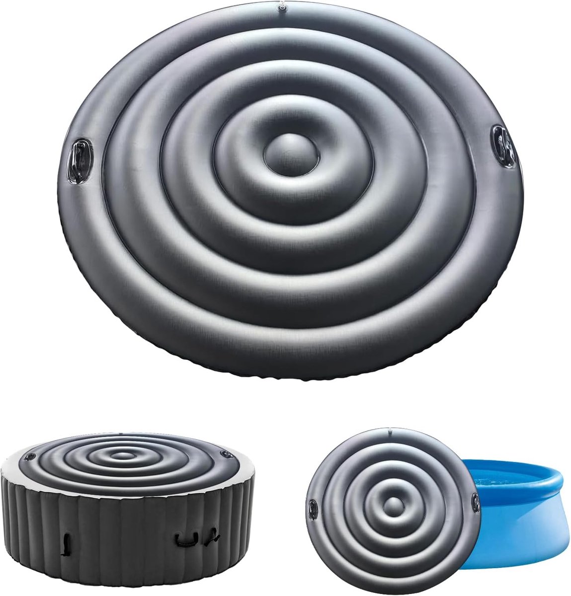 Round Whirl Pool Cover 135cm, Universal Energy Saving Hot Tub Cover, Inflatable Spa Cover with Handle – Waterproof and - ShopVlot