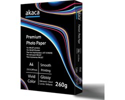 akaca High Gloss Photo Paper A4 Premium Glossy Photo Paper for All Inkjet Printers (50 sheets, 260 g/m², 210 x 297 mm) - ShopVlot