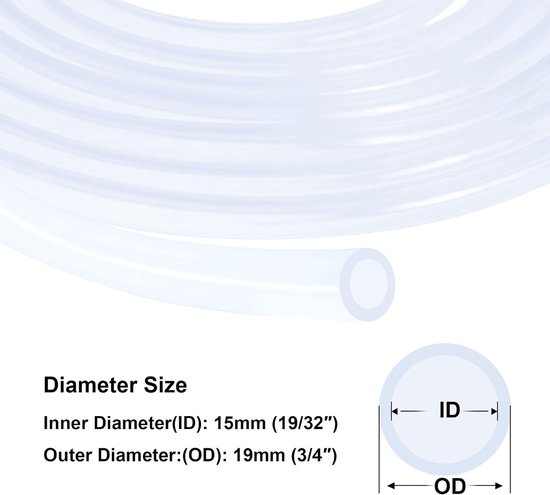 15mm ID x 19mm OD Silicone Tube 2.5m, Clear Flexible Food Safe Hose Air Water Pipe for Pumpkin Transfer, Aquarium - ShopVlot — afbeelding 5