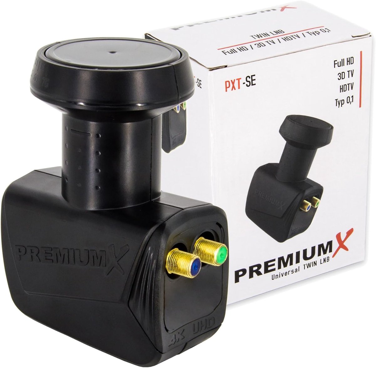 PremiumX Twin LNB for 2 users - TV signal converter with weather resistance - Black digital satellite LNB - ShopVlot