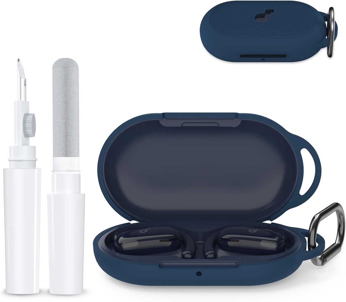 Siliconen beschermhoes, compatibel met Anker Soundcore V20i, stootvaste beschermhoes inclusief karabijnhaak en - ShopVlot