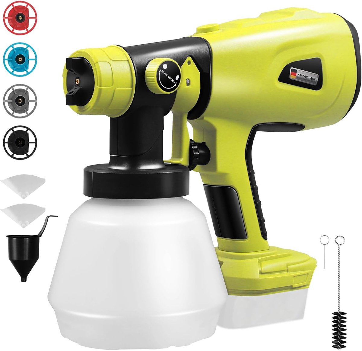 Battery Paint Spray System, Electric Paint Spray Gun for Ryobi 18 V, Portable Spray Gun with 4 Nozzles and 3 Spray - ShopVlot