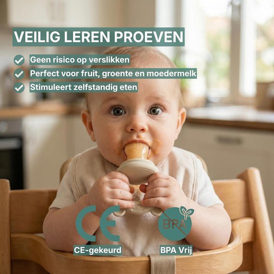 Baby Fruit Sucker - Set of 2 Beige and Pink - 100% Silicone Pacifier with Teether - ShopVlot — afbeelding 5