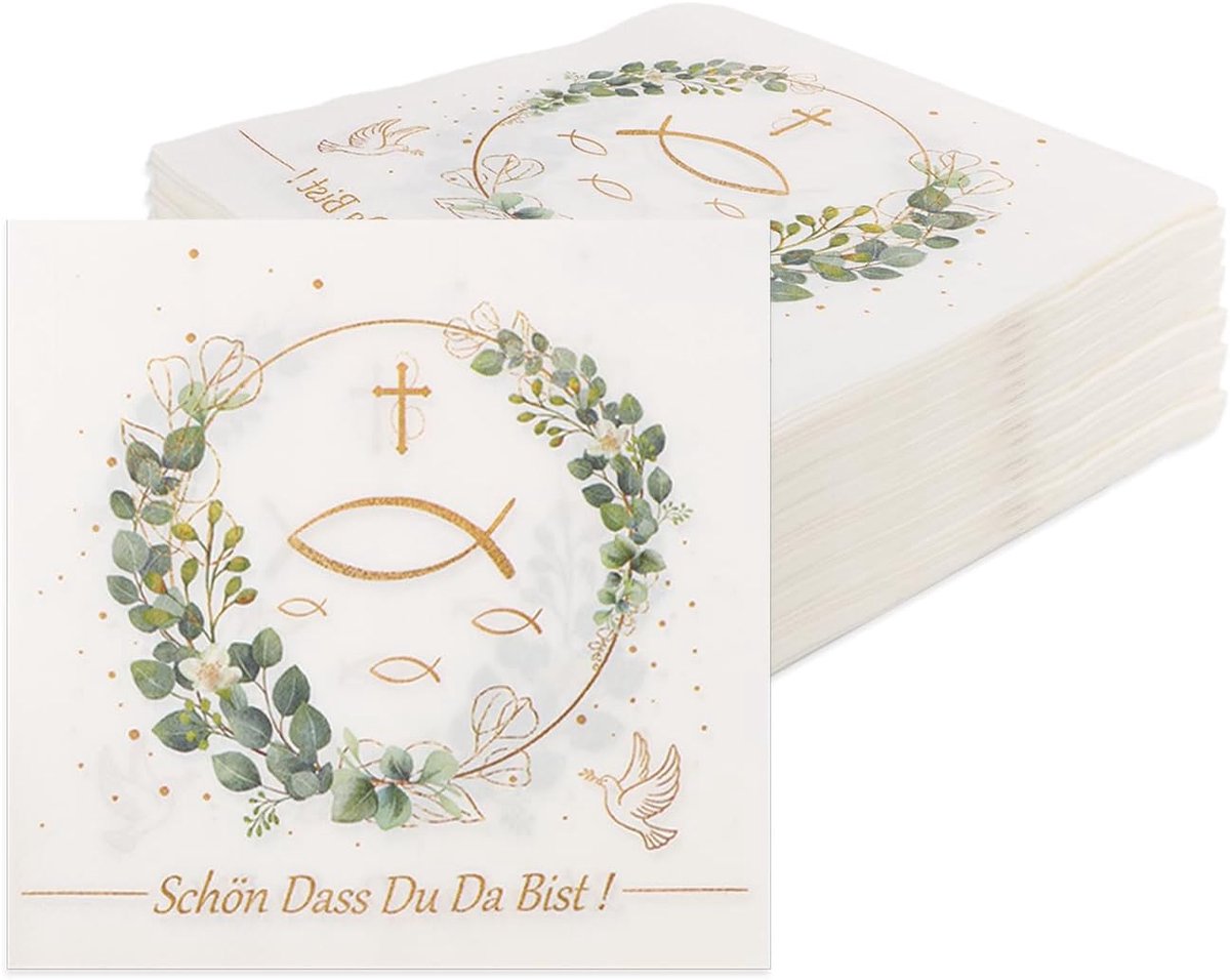 80 stuks servetten, doop, servetten, communie, vormsel, decoratie, servetten "Beautiful dass Du Da Bist - ShopVlot