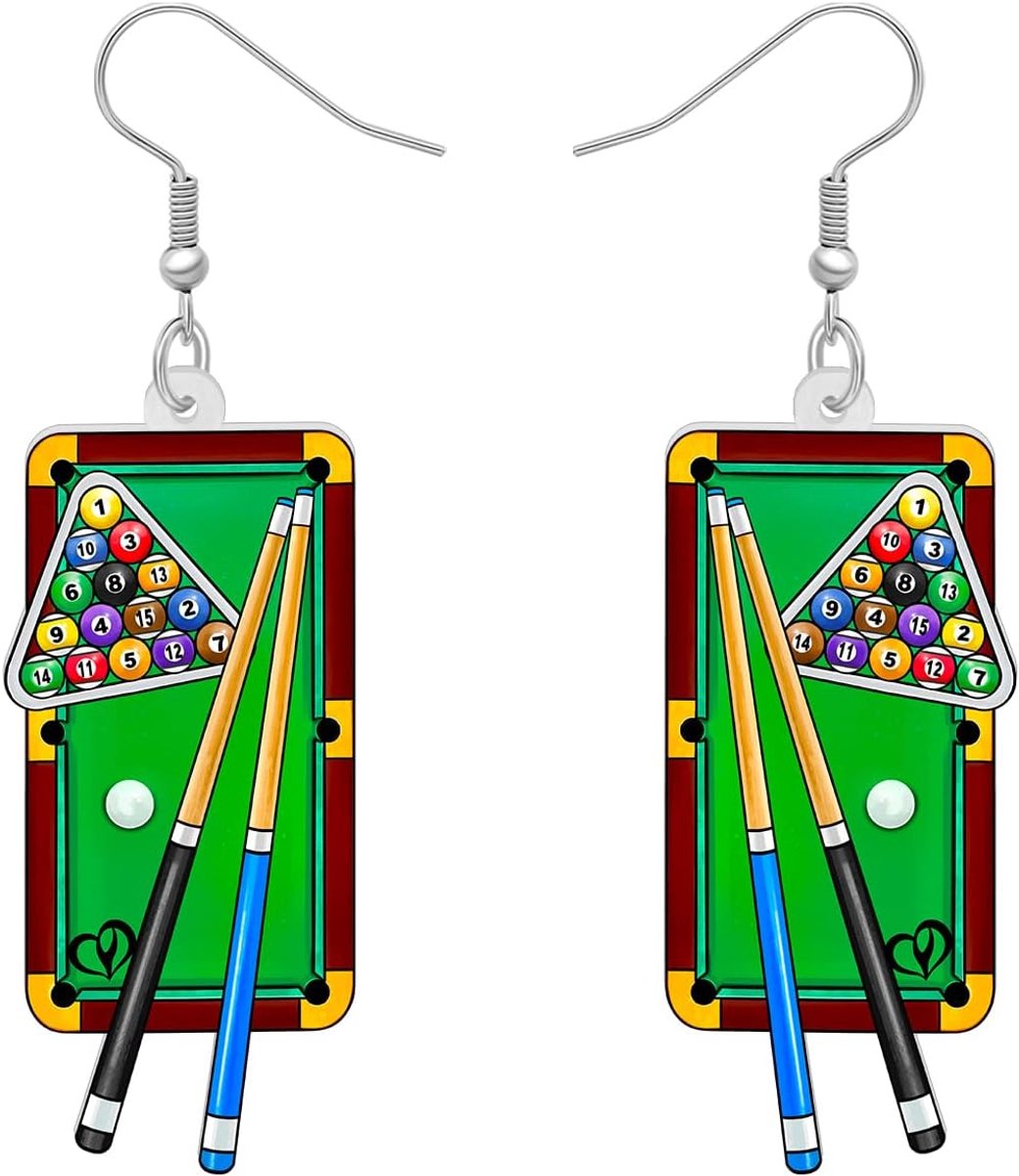 Acrylic Fun Bowling Ball Football Basketball Earrings Sports Game Dangling Novelty Jewelry for Women Sports Lovers - ShopVlot