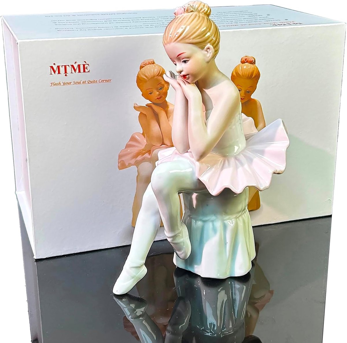 MTME Porcelain Figurines, Little Pink Dancers Elegance, Memorabilia, Gifts, Sculpture Home Decoration (A) - ShopVlot