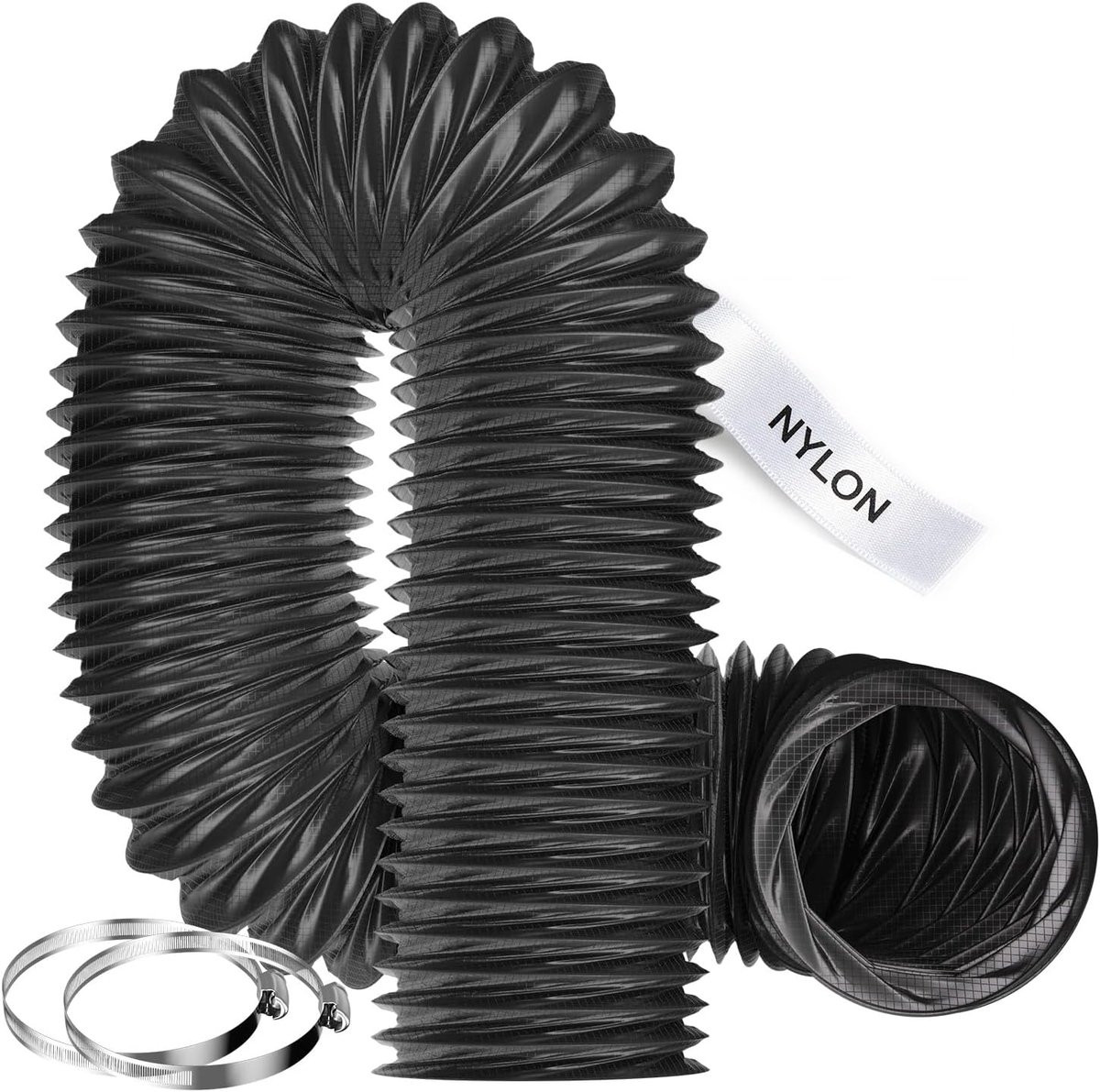 Ventilation Hose, Diameter 100 mm, 5 m, Black, Flexible High Strength Nylon Hose, Insulated and Low Noise, 120 °C for - ShopVlot