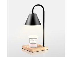 Candle Warmer with Wooden Base, Dimmable Melting Light, Modern Scented Candle Holder for Home, Hotel and Yoga (Black) - ShopVlot