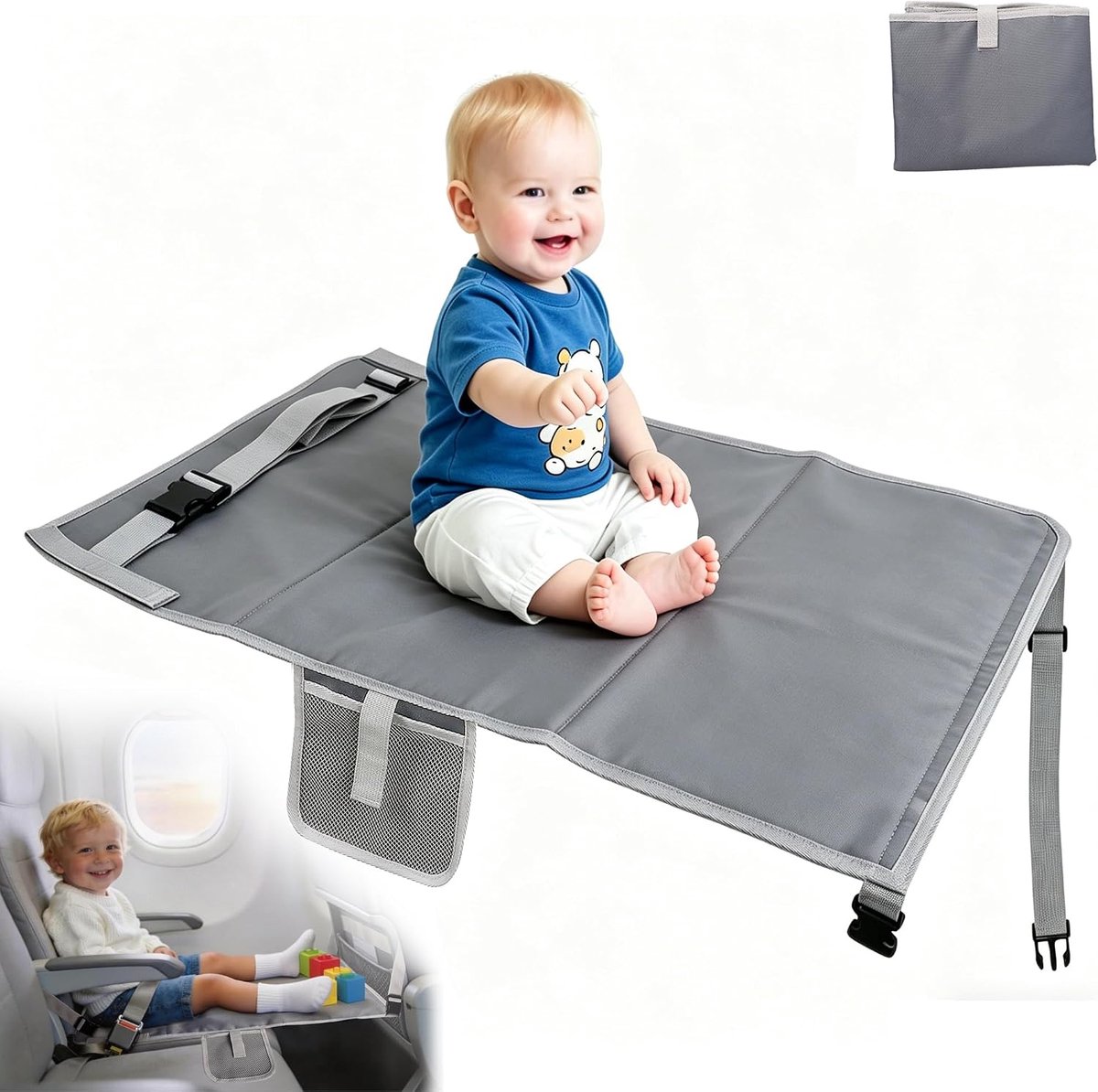 Zitverlenging voor kinderen, 76 x 44,5 cm, voetensteun, vliegtuig, opvouwbare voetensteun voor vliegreizen, draagbare - ShopVlot