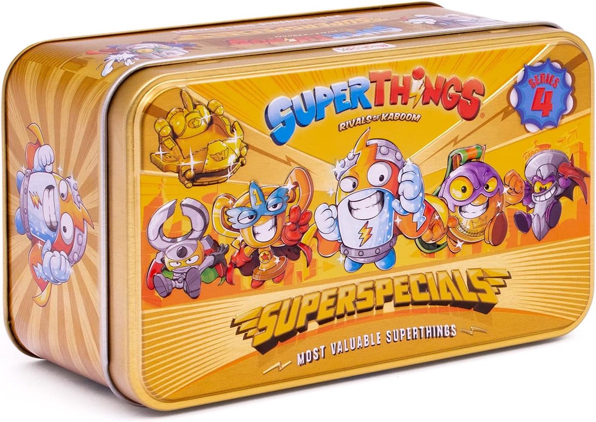 Superthings tin gold series 4, contains the ultralar (Kid Kazoom), the 2 gold leaders, the 6 silver captains and the 2 - ShopVlot