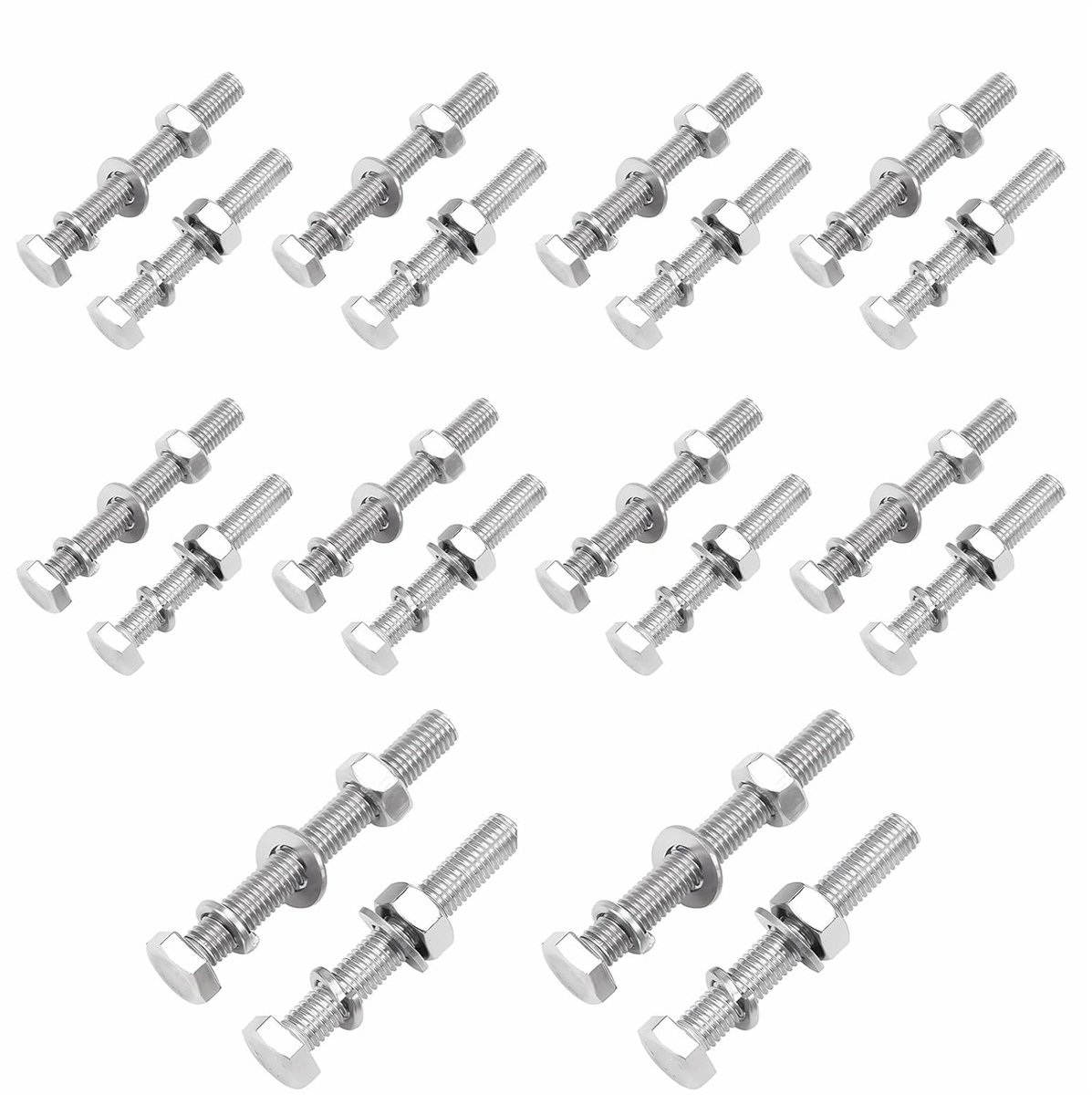 Hex Head Screws M6 x 50 Stainless Steel Screws M6 Wood Screws Thread Screws Outdoor Hex Head Screws Set with Washers - ShopVlot