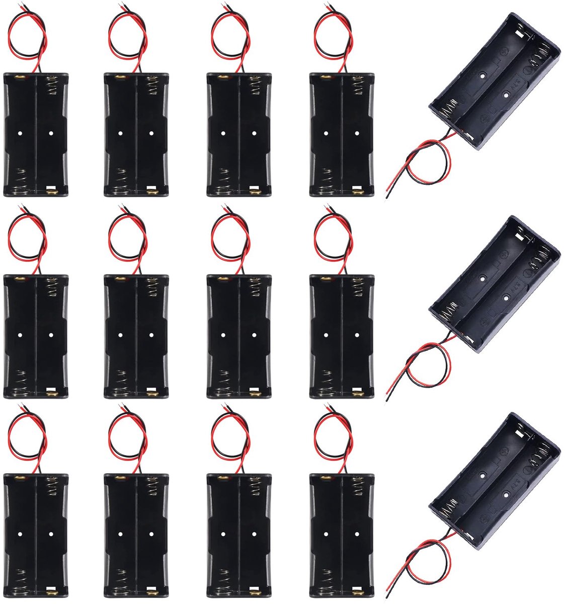 15 stuks 2 x 3,7 V 18650 batterijhouder behuizing kunststof batterij opbergdoos met draadkabels (2 solts) - ShopVlot