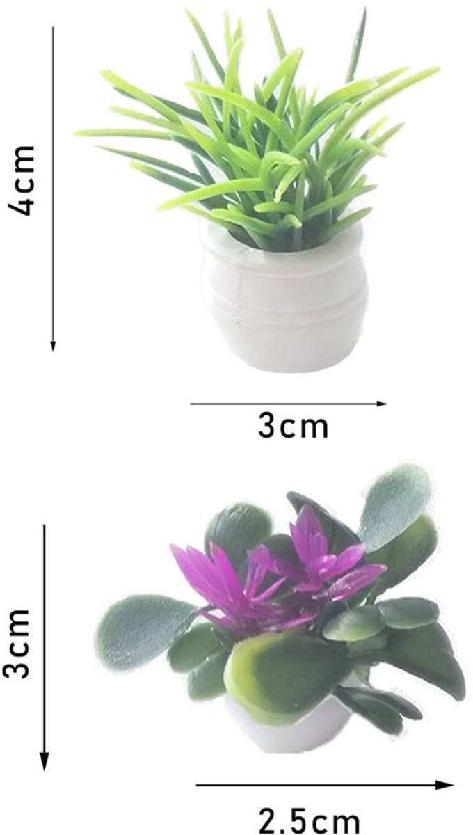 Miniatuurplant 7 Stuks - Kunstmatige Bloem in Pot - Micro Landschap Decoratie - Duurzaam - Elegant - Perfect Cadeau - Miniatuur Bloempot