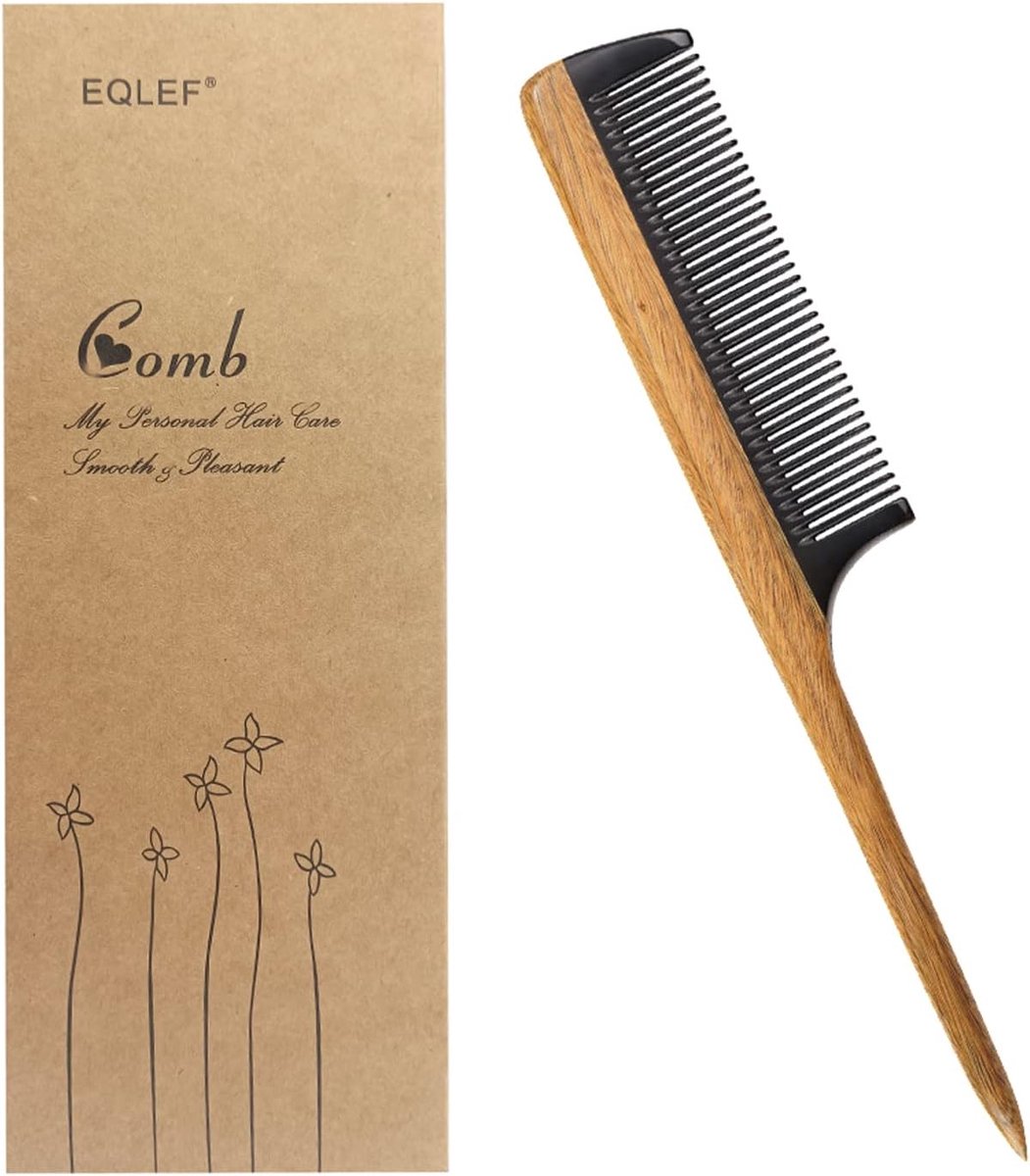 Houten Kam - Antistatische Kam van Groene Sandelhout en Buffelhorn - Perfect voor Ontklitten - ShopVlot