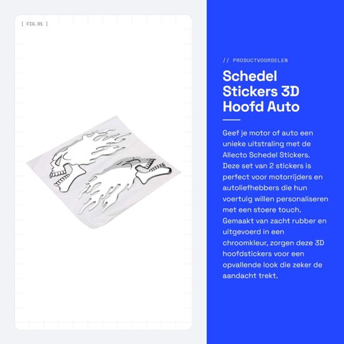Motorstickers Gloednieuw - Doodshoofd Stickers - 3D Hoofd - Zacht Rubber - 2 Stuks - Duurzaam en Corrosiebestendig - Autocollant
