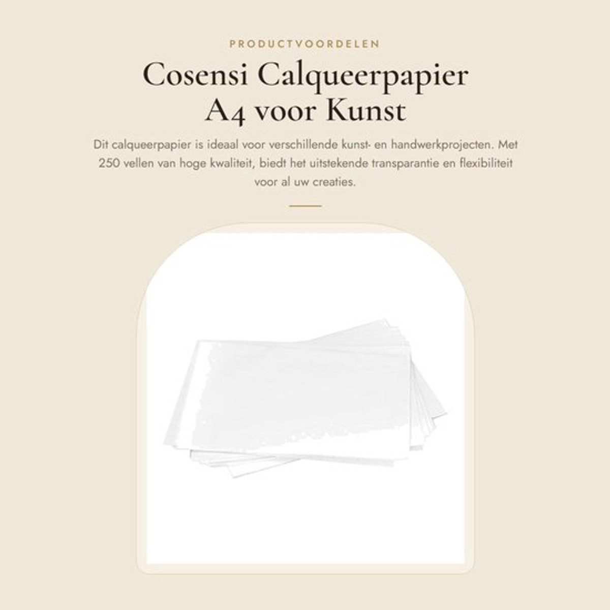Calqueerpapier 250 Vellen - Semi-transparant - Flexibel en Stevig - Hoge Transparantie - Glad en Delicaat - Voor Kunst- en Handwerkprojecten - Schetspapier