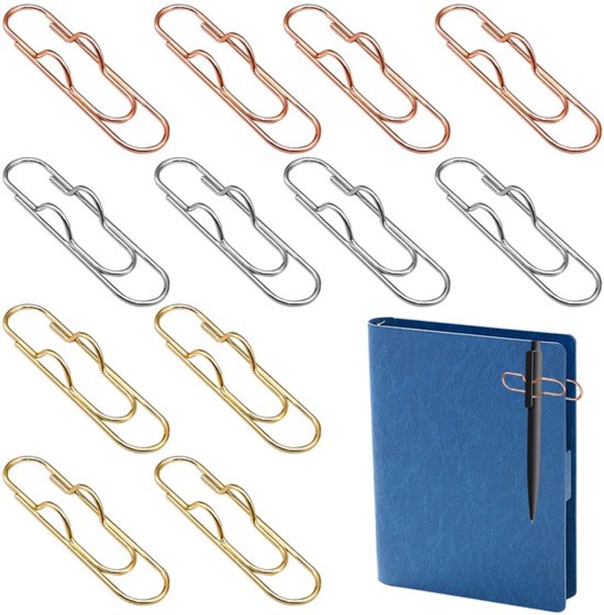 Pennenclips 12 Stuks - Metalen Pennenclips - Decoratieve Bladwijzer/Houder - Multifunctionele Kantoororganisatie - Duurzaam Ontwerp - Hartvormige Clip - Notitieboekclip