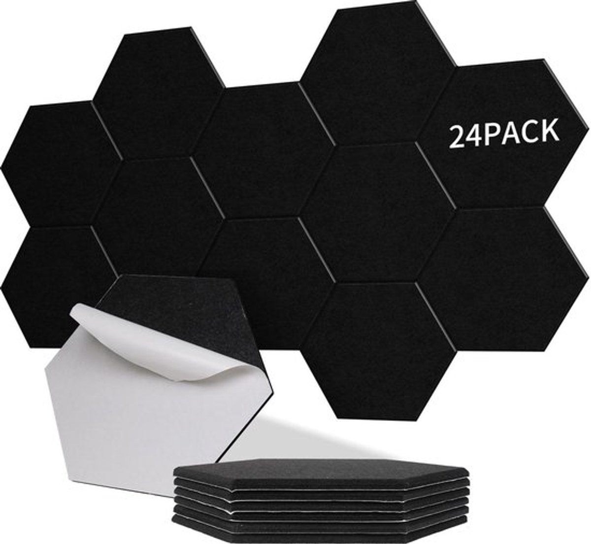 Akoestische Panelen - Zelfklevend - Geluidsisolatie - Zeshoekig Ontwerp - 100% Polyester - 30x26x0,9 cm - Geluidsabsorberende Panelen