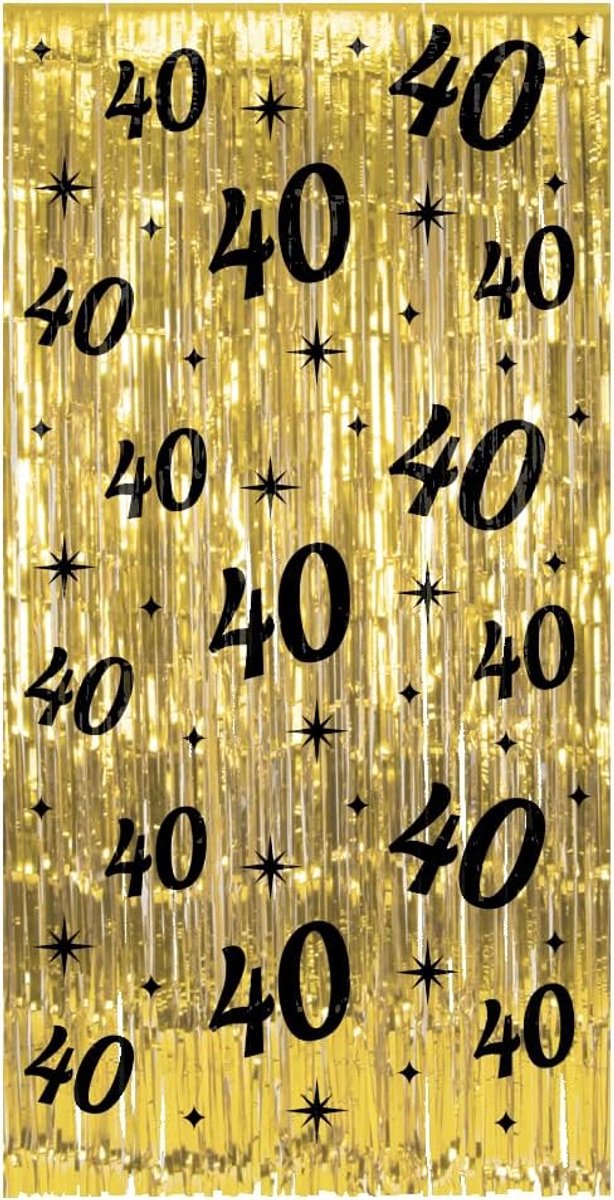 Feestgordijn 40 - Goud/Zwart - Elegante decoratie - Perfect voor 40ste verjaardag - ShopVlot