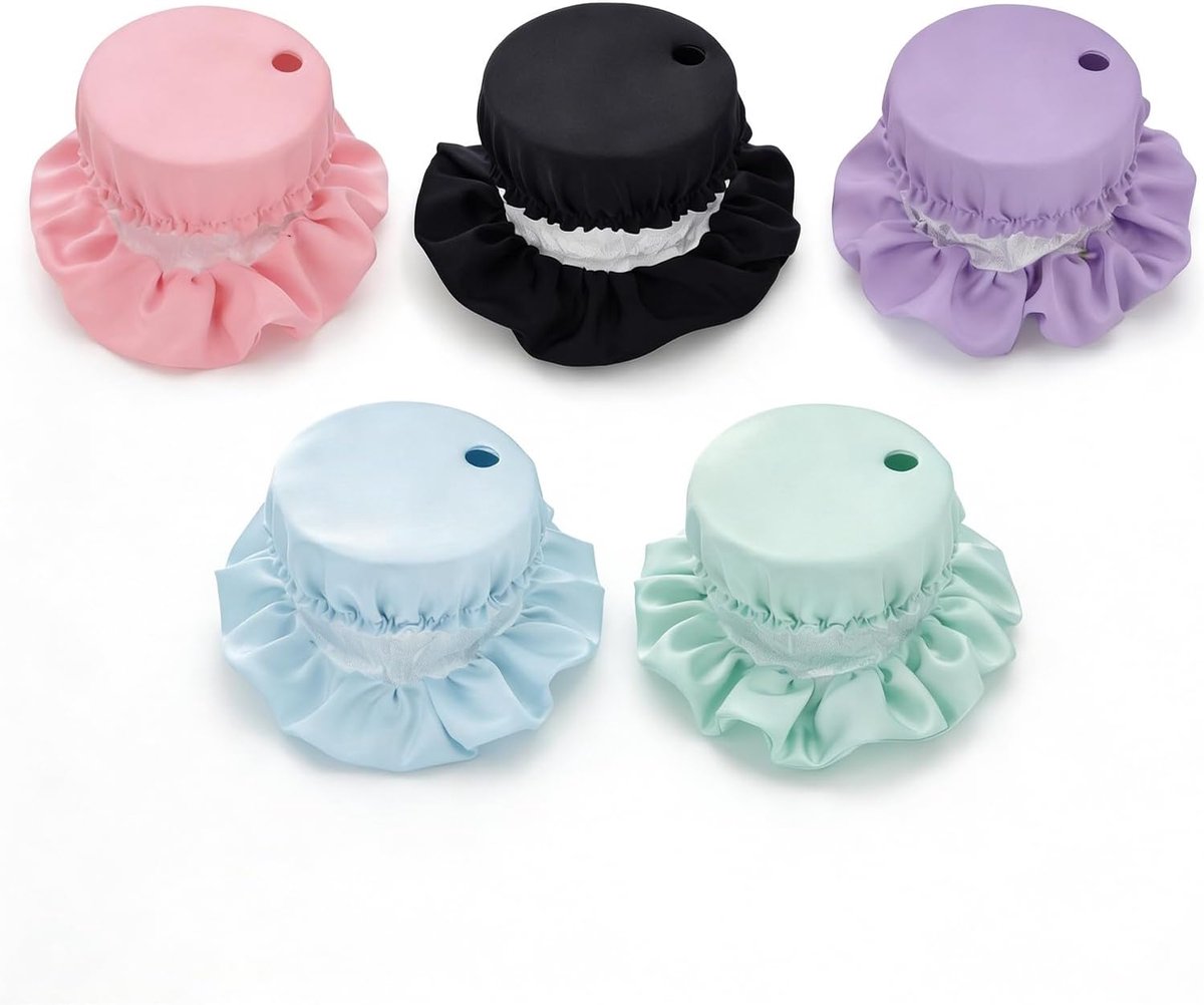 Drink Cover Scrunchie 5 stuks - herbruikbare drankafdekking - met rietjesgat - discrete bescherming voor glas - ShopVlot