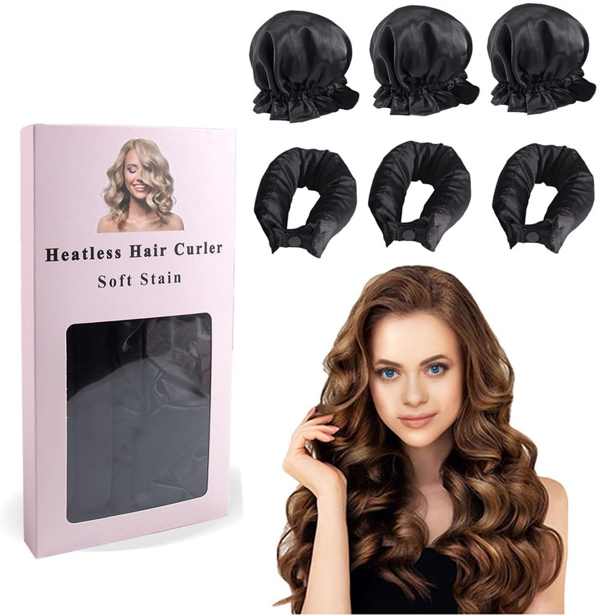 Satin heatless haar kruller - set van 3 - zachte fluwelen curlers - warmtevrije styling voor prachtige krullen - ShopVlot