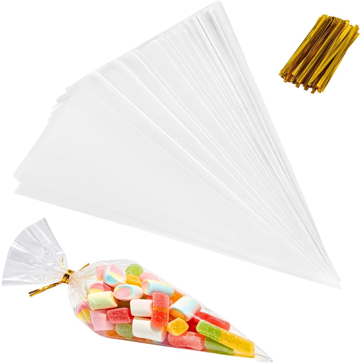 Solidchoice - 500 Transparante Snoepzakjes met Sluitbanden