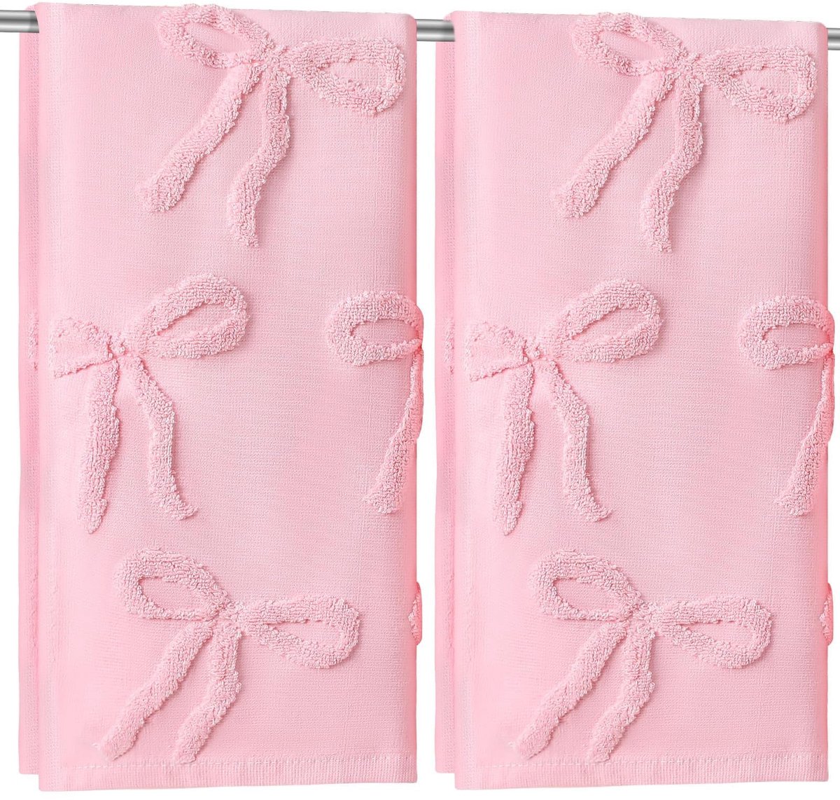 Solidchoice - 2 Stuks Roze Jacquard Badkamerhanddoeken met Vee