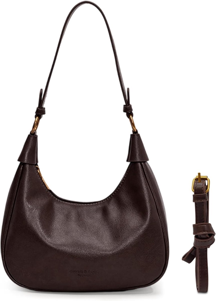 Schoudertas Dames - Kleine PU Leren Mini Schoudertas - Retro Hobo Tas met Rits - Ideaal voor Feestjes - ShopVlot