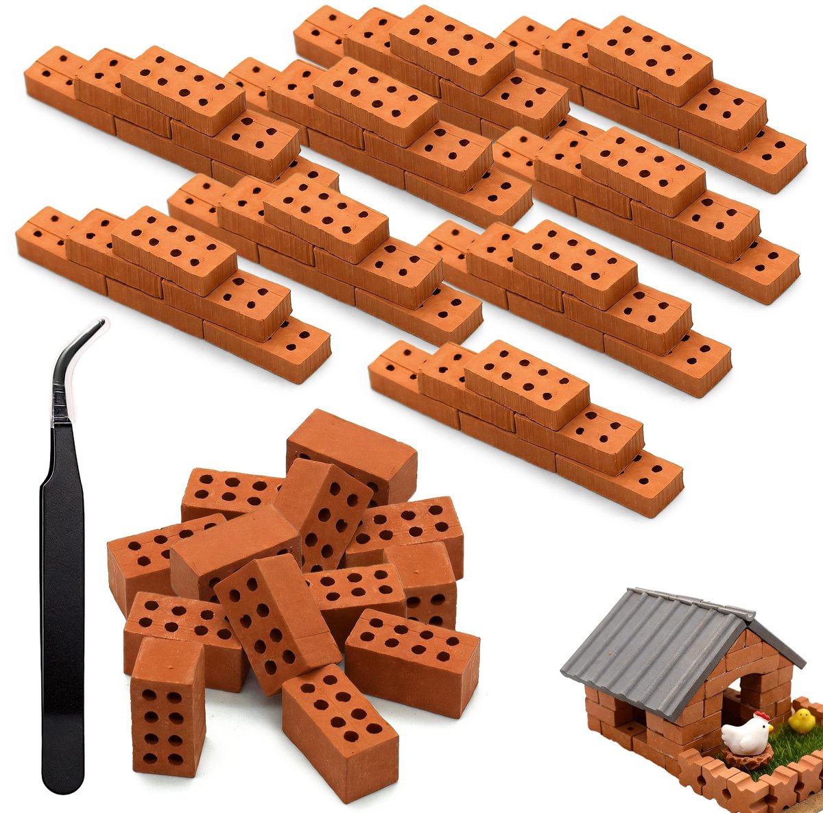 Solidchoice - Mini Baksteen Set van 120 Stuks voor Modelbouw en DIY