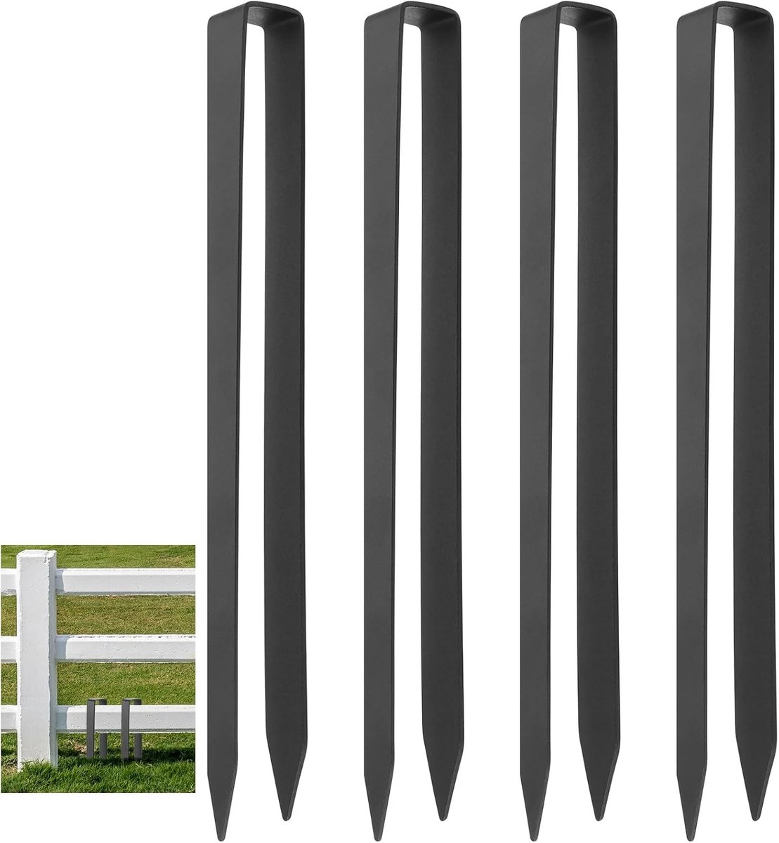 Grondankers voor Rozenboog - Zwart - 30 cm - U-vormige Grondankers van Metaal - Voor Tuin en Bevestiging