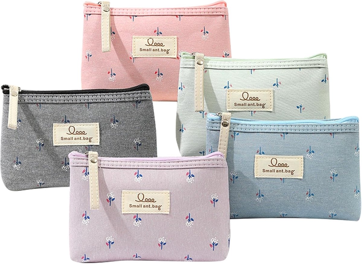 Makeup tas set van 5 - Canvas toilettas - Elegant design - Perfect voor reizen en opslag - ShopVlot