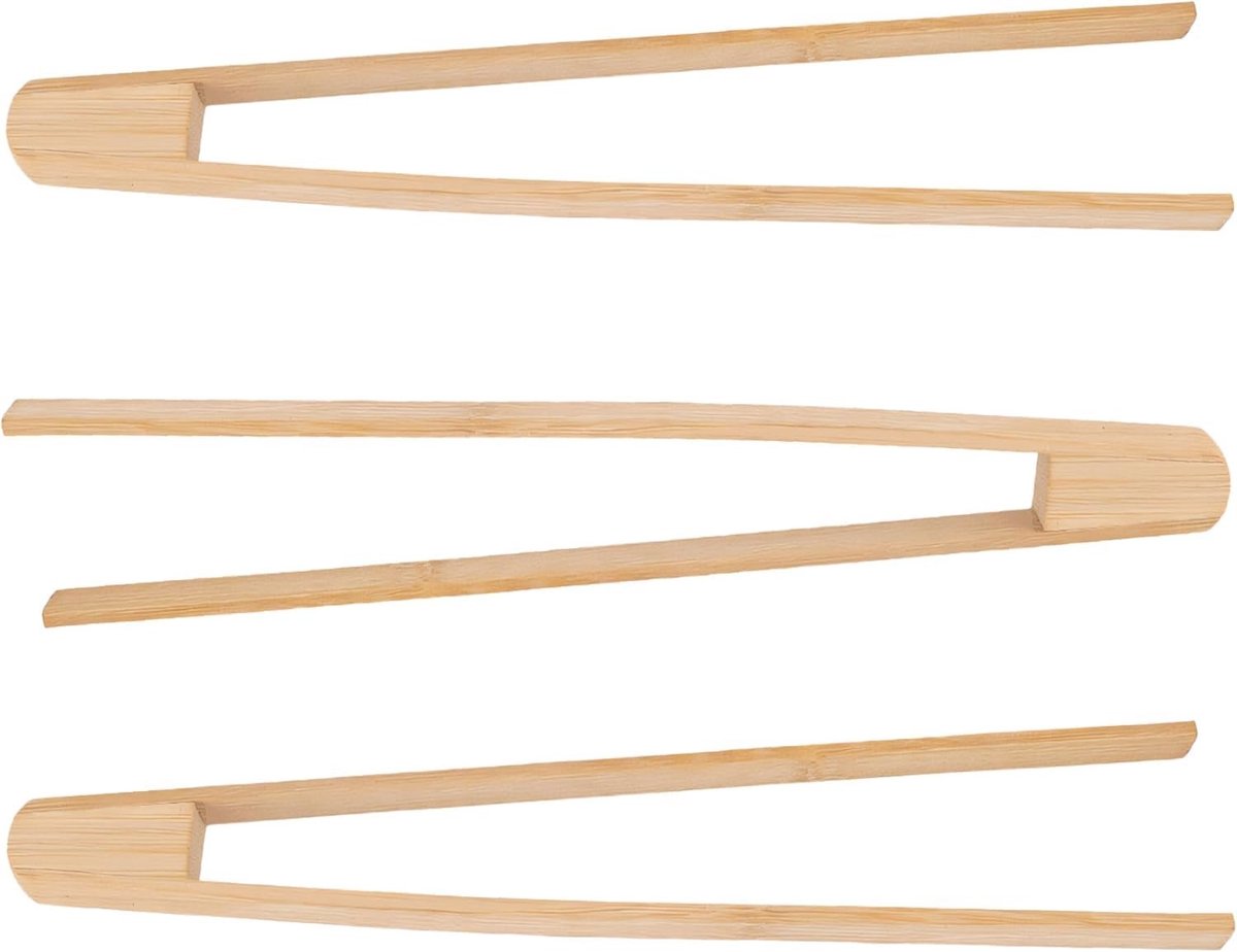 Solidchoice - Set van 3 Houten Grilltangen 25cm voor Keuken en Barbecue