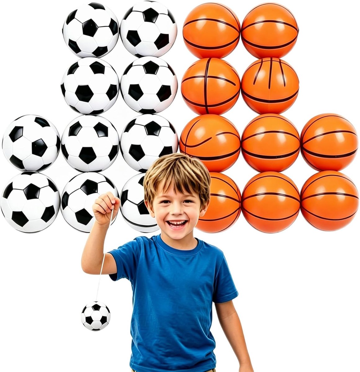 mini-yoyo 20 stuks - voetbal en basketbal motieven - sportief ontwerp - leuk voor feesten - ShopVlot