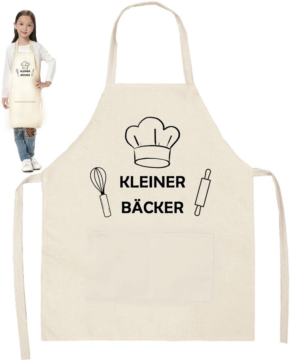 Solidchoice - Kinderschort van Katoen en Linnen voor Koken en Bakken
