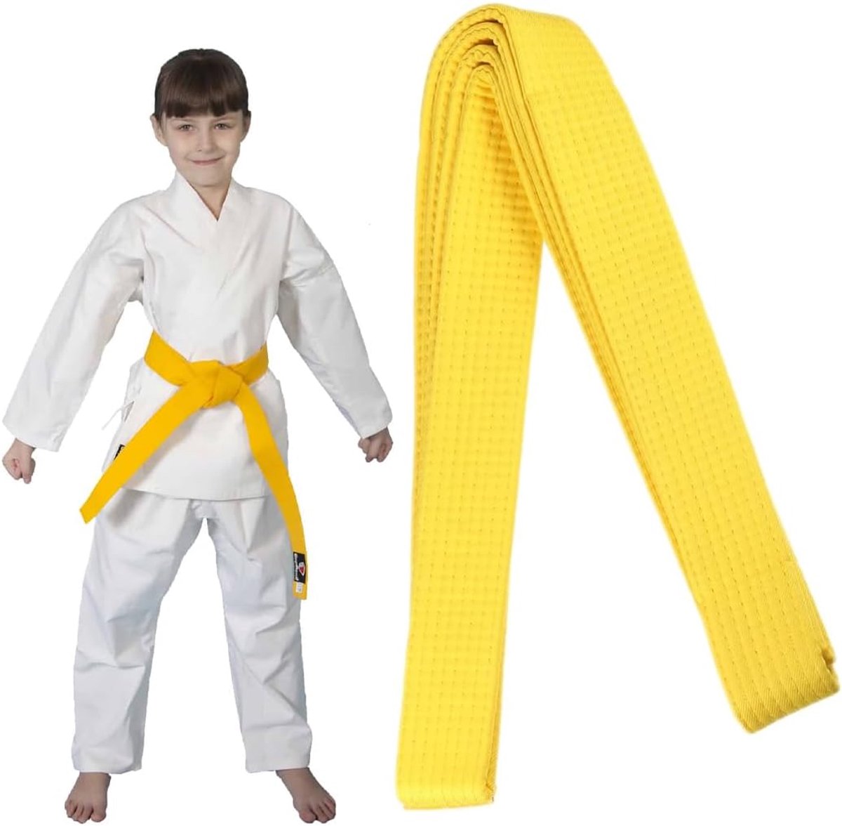 Judo Karate Band 260cm - Professionele Taekwondo Aikido Band - Dikke Stof Voor Kinderen en Volwassenen, Geel, L - ShopVlot