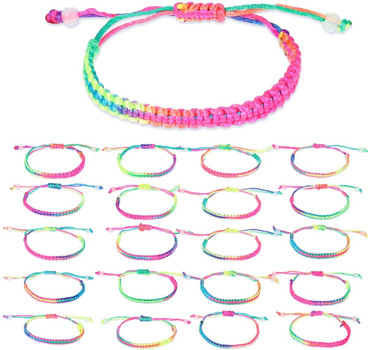 Solidchoice - Set van 20 Kleurige Vriendschapsarmbanden voor Kinderen en Volwassenen