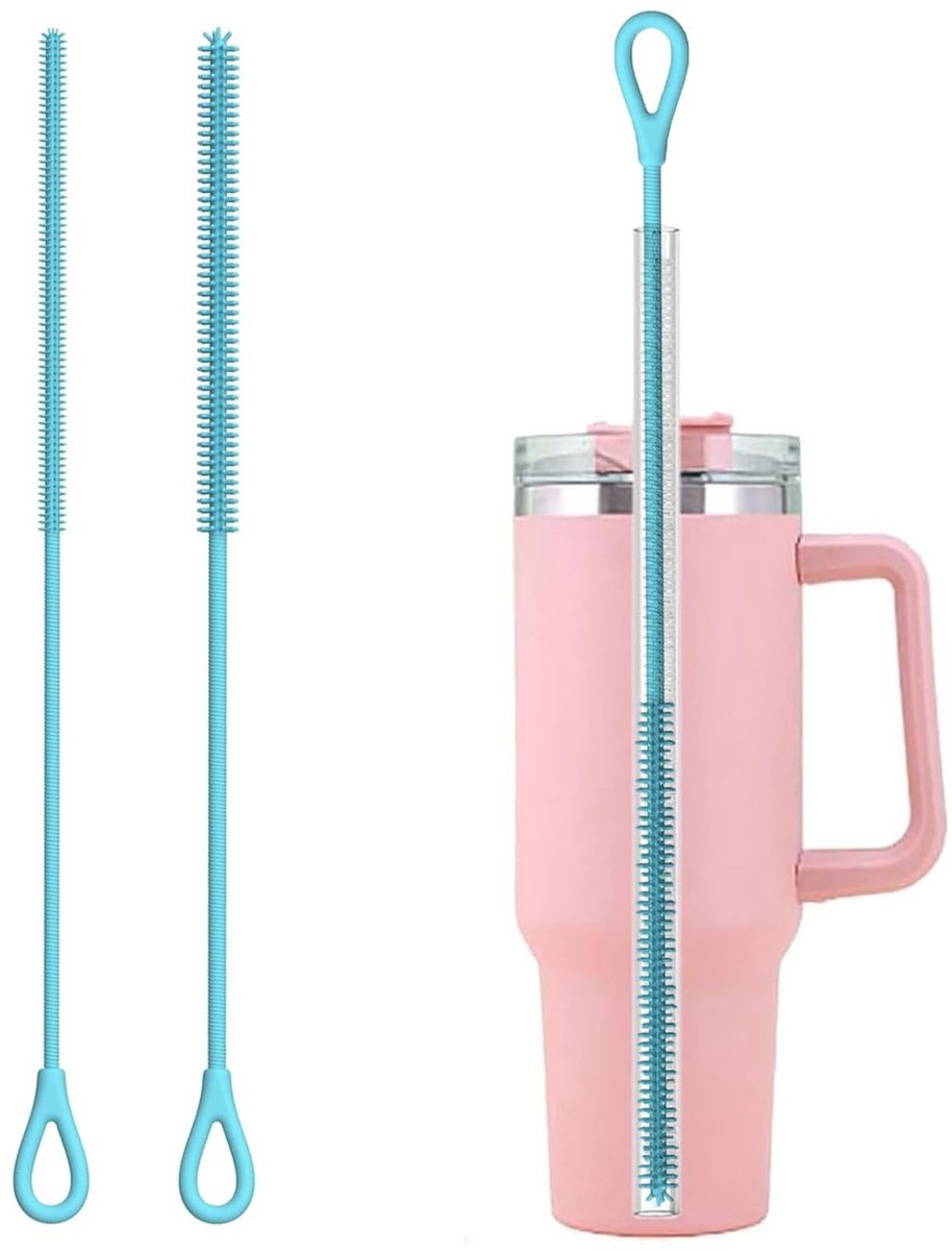 Solidchoice - Set van 2 Siliconen Rietjesborstels met Antislip Handvat
