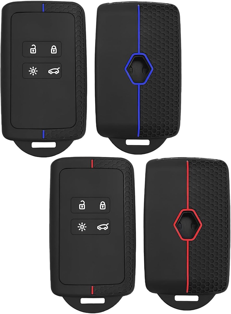 Auto sleutelcovers set van 2 - TPU silicone - blauw en rood - bescherming voor Renault en Dacia sleutels - ShopVlot